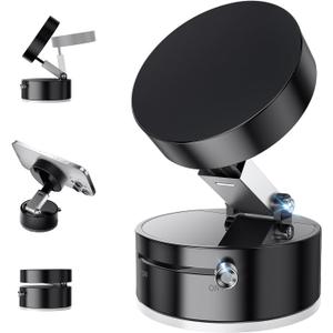 Vacuum Suction Magnetic Phone Holder, Upgraded Suction Cup Phone Holders, Magnetic Car Phone holders for phone and All Smartphones, Portable Phone Holder Mount for Gym/Mirror/Smooth Surface, Black