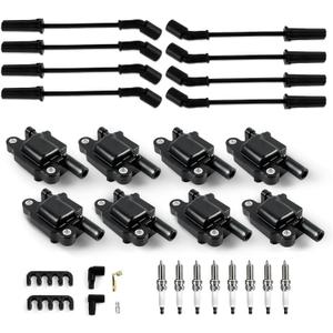 UF413 8 PCS Ignition Coil Pack & 19299585 8PCS Iridium Spark Plugs & 8PCS Wires Fits For Chevy Silverado 1500 GMC Pontiac G8 Grand Prix H3 Tahoe Yukon Replacement for D510C 5C1554
