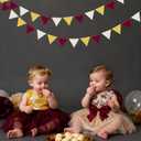 Maroon Gold Party Decorations Burgundy Beige Gold Glitter Felt Hanging Triangle Mini Bunting Pennant Banner Flag for Birthday Graduation Wedding Baby Shower Anniversary Party Nursery Classroom Decor