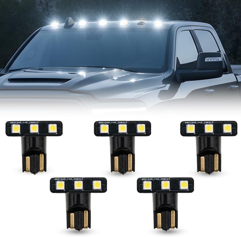 NJSBYL White LED Cab Roof Light Bulbs for 1994-2008 Ram 1500 2500 3500, 2014-2025 Ram ProMaster 2500 3500, 2007-2009 Sprinter 3500 Top Clearance Marker LED Front Cab Roof Lamps Bulbs Replacements