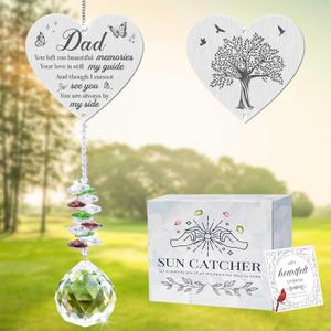 Memorial Gifts for Loss of Dad,Memorial Crystal Suncatcher Ornament, Sympathy Gifts for Loss of Father,Hanging Crystals Ornament for Window Rainbow Maker Prisms Home Decor Gift