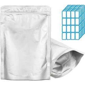 100pcs 1 QUART Mylar Bags for Food Storage - Thick 10 Mil - 7"x10" Stand-Up Zipper Pouches, Resealable and Heat Sealable Vacuum Sealing Mylar Bags for Long Term Food Storage