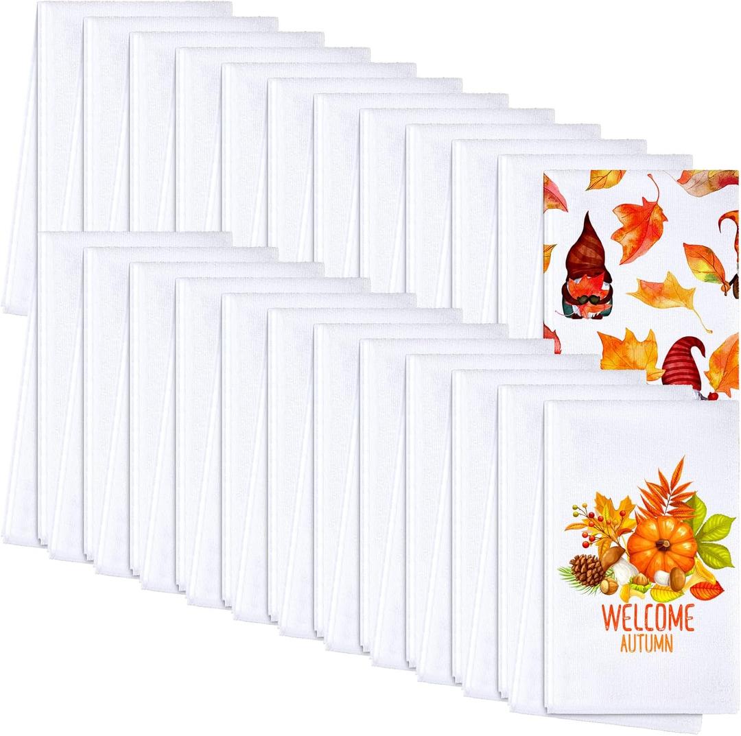 Patelai Sublimation Dishtowel Absorbent Multi Purpose Kitchen Dish Towels Blank DIY Dishcloth Bathroom Towel for Fall Christmas Kitchen Home Decor,16 x 24 Inch(24 Pieces)