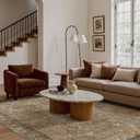 Bavni Washable Rugs 8x10 Area Rug for Living Room Bedroom, Washable Brown Rug Vintage Print Carpet, Ultra-Thin Chenille Low Pile Lightweight Mat with Non Slip Backing, Warm Taupe