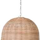 KOUBOO Dome Hanging Ceiling Lamp  Boho Rattan Pendant Light for Kitchen Island, Dining Room & Living Room  Modern Ceiling Light Fixture, Decor, Brown