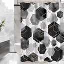 Black and Grey Modern Shower Curtain for Bathroom, Geometric Art Decor Waterproof Bath Curtain, Abstract Fabric Shower Curtain Sets for Home Decor, 72x72 Inch
