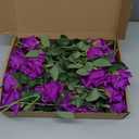 Hotop 40 Pcs Rose Artificial Flowers Bulk with Long Stem,Realistic Silk Fake Roses Bouquet for Home Wedding Centerpieces Party Table Decoration Valentines Gifts(Purple)