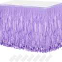 MECCANIXITY 6ft Light Purple Tutu Table Skirt, Rectangular, Polyester, Chiffon, Disposable, Formal Events, Gender Reveal, Feminine, Wrinkle Resistant, 30x73 Inches