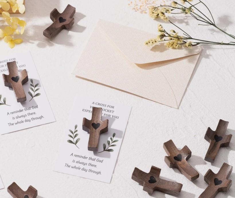 EYxsaxenk Wooden Cross Pocket Hug -10Set Cross My Heart Pocket Hug Gift