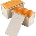 1Lb White Pullman Loaf Pan with Lid, Gluten Free Bread Pan, Sandwich Bread Loaf Pan, Pull Bread Pan, Carbon Steel Non-Stick Corrugated Bakeware, Toast Box Mold with Cover for Professional Baking