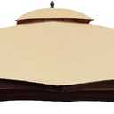 Hugline Outdoor Replacement Canopy Top Double Tier Gazebo Roof Cover for Lowe's Allen Roth 10x12 Gazebo #GF-12S004B-1 (Beige)