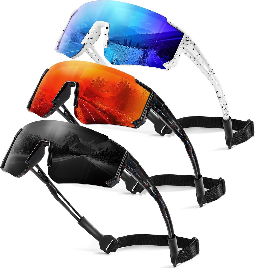 3 Pack Kids Polarized Sunglasses - Youth Baseball Sunglasses for Boys Girls Age 3-12 Sports UV Protection Goggles