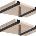 4 Pack - 7.25" L x 4" H x 1.5" W J Lip Shelf Brackets Rustic Farmhouse Iron Wall Floating Shelf Bracket Metal Shelf Bracket Industrial Shelf Supports with Screws Black
