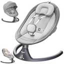 Baby Swings for Infants to Toddler, Electric Baby Swing and Infant Swings for Newborn, 10 Music with Remote Control and Bluetooth, 5 Swing Angles with Gentle Speed, 2 Seat Position, 0-9 Month (Gray)