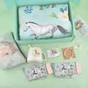 Horse Gift for Women,9pcs Gifts Set for Horse Lovers, Birthday Present with Throw Blanket,Coffee Mugs,Novelty Socks,Make up Bag,Stickers