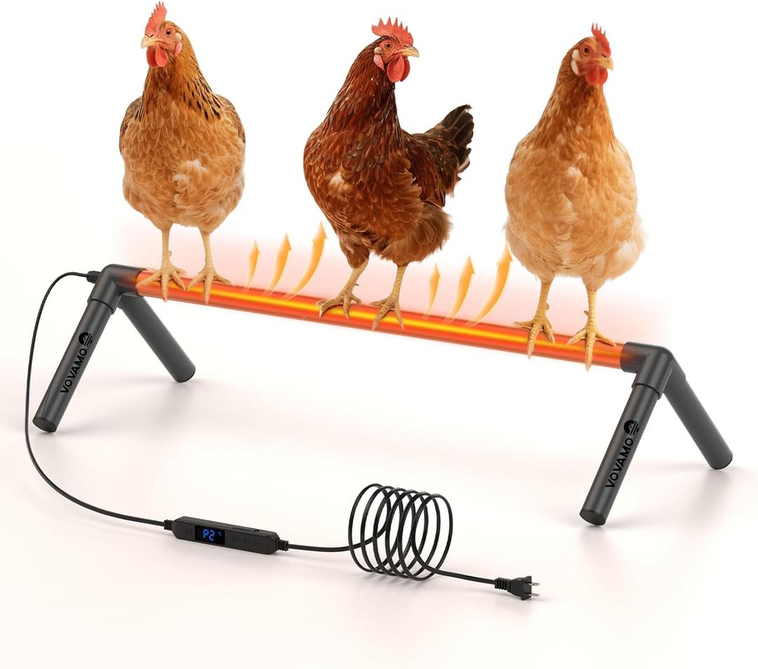 Heated Chicken Perch for Coop Thermo Heated Roosting Bar for Chickens 3 Adjustable Temperature Prevent Frozen Chick Toes Heated Perch for Chicken Coop Accessories Aluminum Tubes Easy to Stand-32Inch