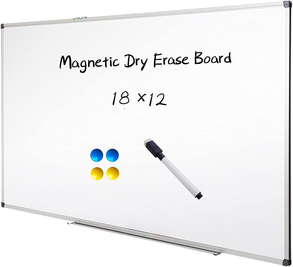 XIWODE Magnetic Dry Erase Board, Wall-Mounted whiteboard, 12 x18 inches, Exquisite Writing Board, Silver Aluminum Frame, Durable, Smooth Board Surface is Easy to Write and Clean (12x18 Inches, Silver)