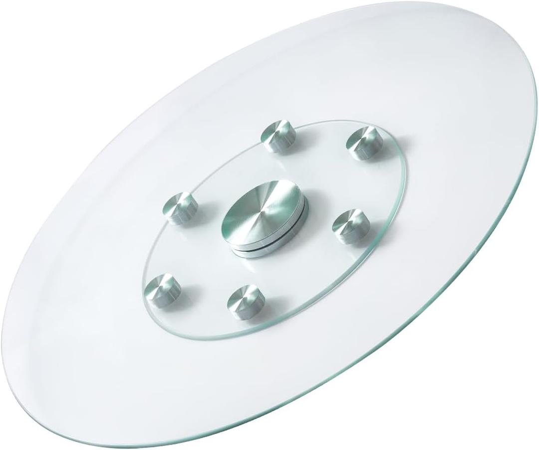 VEVOR 30 in Glass Lazy Susan Turntable, Tempered Glass Dining Table Centerpiece with 6 Rotating Wheels, 360 Smooth and Silent Spin Tabletop Rotating Tray, for Family Gatherings, Banquets & Weddings