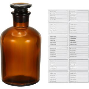 PATIKIL 250ml Glass Reagent Bottle, Narrow Mouth Reagent Media Storage Bottle with Ground Stopper for Lab Water Reagent Liquids Chemistry Science Vase Perfume, Brown(8.8 Oz)