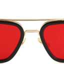 AIEYEZO Tony Stark Sunglasses Vintage Square Metal Frame Eyeglasses for Men Women - Iron Man and Edith Sun Glasses