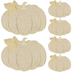 Fall Thanksgiving Pumpkin Placemats Set of 6 Fall Autumn Table Decorations Indoor Farmhouse Harvest Pumpkins Table Round Placemats for Party Kitchen Dinning