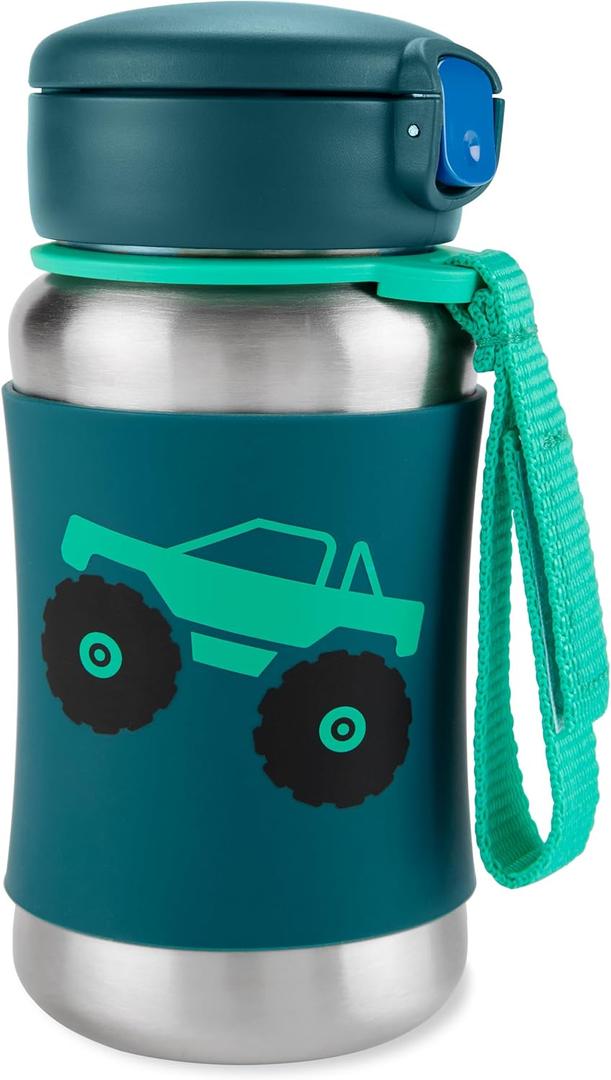 Skip Hop Toddler Sippy Cup with Straw, Sparks Stainless Steel Straw Bottle, Truck