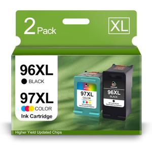 SHUPAN 96/97 Ink Cartridge Combo Pack Remanufactured Ink Cartridge Replacement for HP 96 97 for HP Deskjet 5940 6940 6840 Officejet 7210 7310 Photosmart 2610 2710 Printer (1 Black 1 Tri-Color)