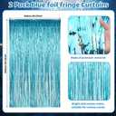 Shark Party Porch Banner With Blue Foil Fringe Curtains Shark Birthday Party Decorations Ocean Themed Door Covers Blue Sharks Door Hanging Banner Photo Backdrop for Entryway Event Venue Styling Decor