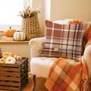 Fall 20x20 Throw Pillow Covers Set of 2, Watercolor Brown, Grey and White Checkered Decorative Holiday Pillow Case 20 x 20 Autumn Cushion Covers Pillowcase for Indoor Home Bedroom Sofa Decor