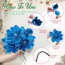 18 Pcs 12" 9.8" Large Poinsettia Flowers Artificial for Christmas Tree Glitter Poinsettias Picks with Stem Xmas Faux Silk Floral Ornaments for Santa Garland Home Decoration Party(Blue)
