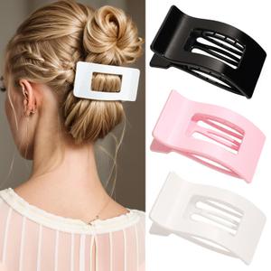 3-Pack Large Flat Hair Clips for Women, Lay Flat Claw Clips for Thick Thin Hair, Strong Hold Non-Slip Duckbill Hair Claws for Everyday, Updos, and Special Occasions (A-Mix Colors)