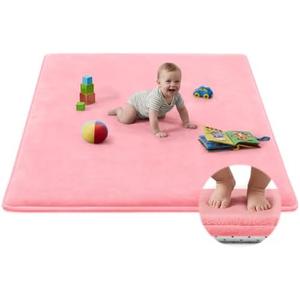 Baby Play Mat for Floor,Tummy Time Area Rug 59x79 Playpen Muscle Mat Pink | Ultra Thick Elastic Foam Playmat Crawling Exercise Activity Cushion Mat Playroom Area Kids Rug for Babies,Toddlers,Infants