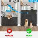 Reinforced 52" Extra Tall Baby Gate for Doorway, Jump-Resistant & Prevent Crawling Underneath Retractable Dog Gates Indoor, 0-55" W Retractable Baby Gate for Doorway, Safety Extra Tall Cat Gate, Black