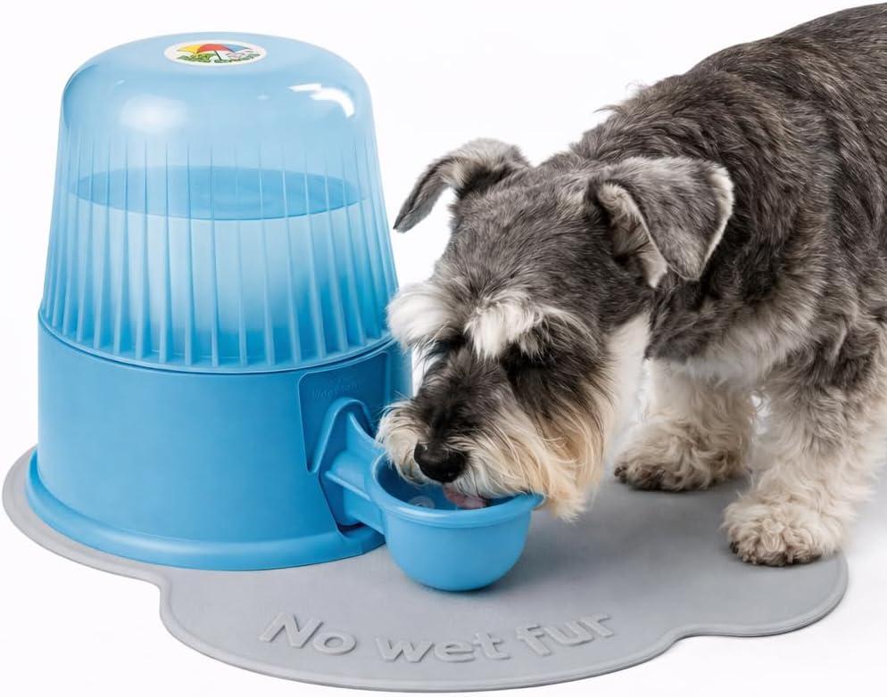 Pet Water Dispenser for Dogs and Cats, 67.6 oz Gravity-Fed Water Bowl for Clean Drinking, Prevents Wet Fur, BPA-Free Polypropylene, Vida Mansa (Clear Light Blue)