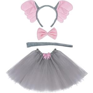 Princess Costume with Elephant Ears, Elephant Nose and and Pink Bow, For Small Girl, 5-6 Year 
