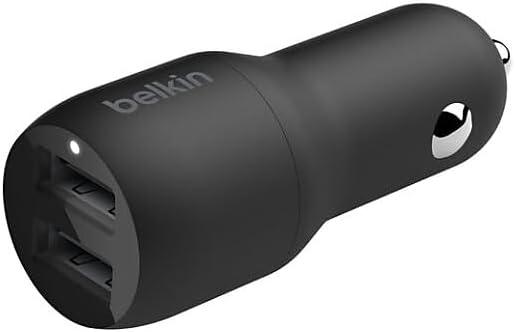 Belkin 24 Watt Dual USB Car Charger - 2 12W USB A Ports with Fast Charging for Apple iPhone 14, 14 Pro, 14 Pro Max, iPhone 13, 13 Pro, 13 Pro Max, Samsung Galaxy, AirPods & More - USB-C Charger