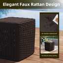 14 Gallon Outdoor Storage Box, Faux Rattan Deck Box with Removable Lid & Lockable Feature, All-Weather Waterproof Storage Bench for Poolside, Garden Tools Delivery Packages, Brown