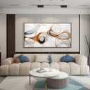 KLAKLA Modern Abstract Gray and Brown Designs - Colorful Curves and Translucent Medium - Frame Wall for Living Room Office Wall Decor Picture Artwork for walls, 58"L x 29"W