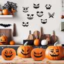 24pcs Halloween Pumpkin Face Stickers, Halloween Jack-O-Lantern Face Craft Decals Props Etching Pumpkin Template Trick Party Supplies for Kids & Adults