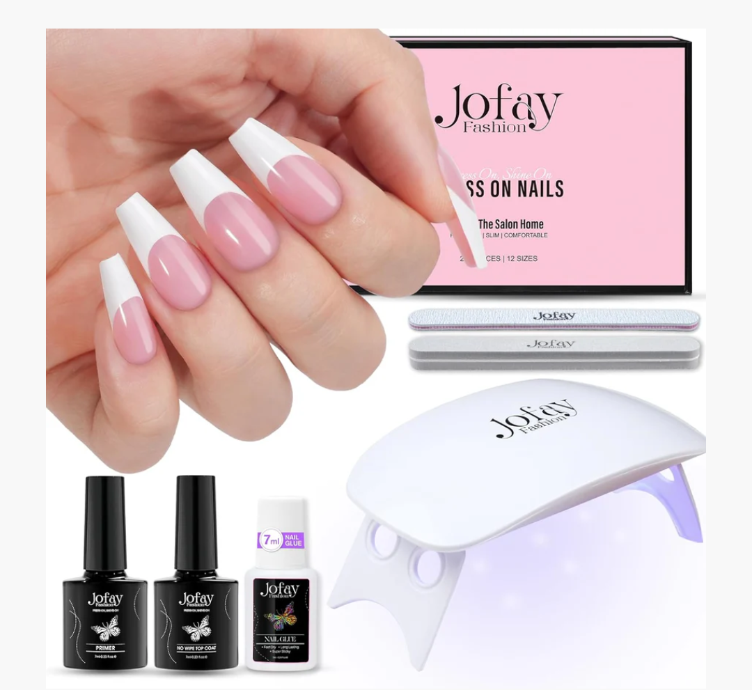 French Soft Gel Nail Tips Kit, Pink French , 240Pcs Medium Coffin