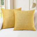 CaliTime Throw Pillow Covers Decorative 16 X 16 Inches Pack of 2 Cozy Chenille Cushion Cases for Couch Sofa Bed Living Room Home Gold (16" x 16" (Pack of 2))