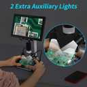 Koolertron LCD Digital Microscope Stand, 12inch Aluminum Extension Arm with 2 Fill Lights, Adjustable Manual Focus Holder for Soldering, PCB Inspection, Coin & Jewelry Observation