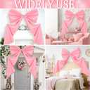 Wavwavw Big Wall Bow Decorations 39 x 72 Inch Giant Birthday Party Decor Ribbon Hanging Tie Bow Decor for Coquette Party Baby Shower Wedding Bridal Bachelorette Supplies(Pink,Polyester,Weeding)