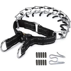 Pinch Collar for Dogs Adjustable Dog Training Collar with Comfortable Rubber Tip and Quick Release Buckle for Small Medium Large Dogs (Large, Black)