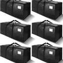 VELVETSURE Heavy Duty Extra Large Moving Bags W/Backpack Straps - Strong Handles & Zippers, Storage Totes For Space Saving, Fold Flat, Alternative to Moving Box and Storage Bin (Set of 6, Black)