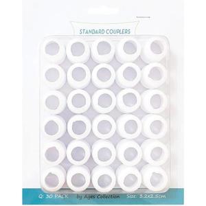 30 Pairs Plastic Standard Couplers Cake Decorating for Icing Nozzles, Piping Bags, White