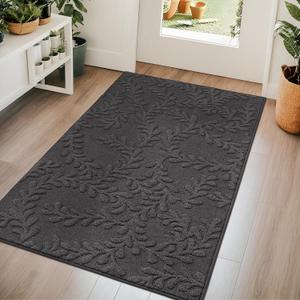 BEQHAUSE Door Mats 36x60, Dirt Trapper Doormats Indoor, Non-Slip Washable Entryway Rugs, Super Absorbent Welcome Mat for Front Door, Mud Shoes & Paws, Dark Grey