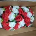 Briful Fake Floral Balls for Centerpieces - 2PCS 11.8" Large Faux Rose Flower Arrangement Silk Flower Bouquet for Home Wedding Party Anniversary Table Vase Flower Stand Decor(Red White)