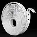 White Metal Strap 1-Inch x 50FT 0.6mm Thickness Galvanized Pipe Hanger Strap Metal Strapping with Holes Plumbers Strap for Pipe Supports Hanging