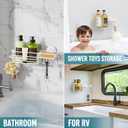TAILI Shower Caddy Suction Cup with Hooks & Soap Holder, Heavy Duty Bathroom Shower Organizer, No Drilling Shelves for Inside Bathroom, Metal Storage Basket